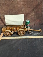 Wooden Covered Wagon Toy Décor
