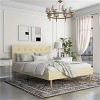 Faux Leather Upholstered Platform Bed Queen Size B