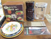 Tiki Jar, Fondue Set, Child's Melamine Dishes