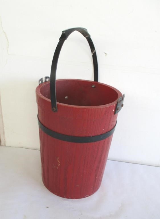 Red bucket, make a great flower pot
