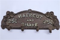 Cast Metal Haircut & Shave Wall Hook - 12.75"