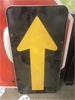 Yellow on Black Arrow Metal Sign