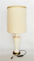 MCM WHITE CERAMIC, BRASS TABLE LAMP / NO SHIPPING