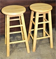Pair of Wooden Barstools 12" seat x 24"H