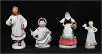 4 Russian Porcelain Figurines Including Lomonosov