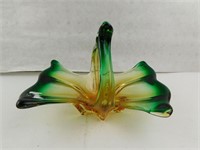 Vintage Yellow / Green Glass Dish Bowl