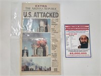 September 11 2001 NewsPaper & Bin Laden Poster