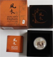 CHINA ELEPHANT W BOX PAPERS 1 OZ .999 SILVER