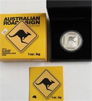 2013 AUSTRALIA ROAD SIGN 1 OZ .999 SILVER W BOX PA