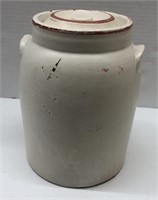 Early stoneware cookie jar with lid