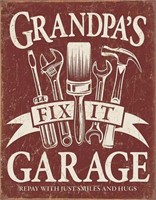 Grandpa's Fix It Garage Tin Sign