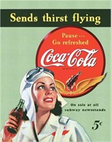 Coca-Cola Sends Thirst Flying Tin Sign