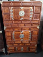 Antique Chinese 3 Section High Chest With Inlay