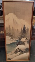 Chinese Painting on Silk Artist Signed 43 x 17