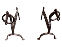 French Pair of Iron Fire Dogs / Andirons