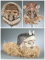 3 Congo style masks, 20th century.