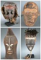 4 African style masks. 20th century.