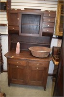 Antique Oak Kitchen Cabinet w/ Bin-Style Drawers