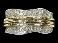 Sterling silver and gold wash spinner ring,