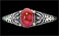 Sterling silver oval cabochon pink paua ring,