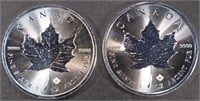 (2) 1 OZ .999 SILV 2016 & 2024 CAN MAPLE ROUNDS