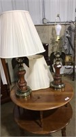PAIR OF METAL AND WOOD EAGLE LAMPS