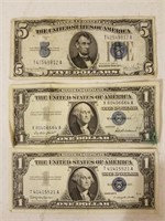 $1 and $5 Silver Certificates