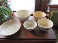 5 POTTERY BOWLS - MOSTLY OVEN WARE