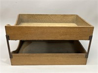 2 Tier Oak File Tray Mid Century