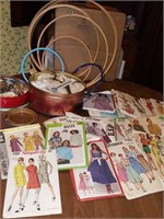 Sewing, knitting, patterns and hoops