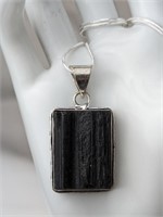 925 BLACK TOURMALINE PENDANT NECKLACE