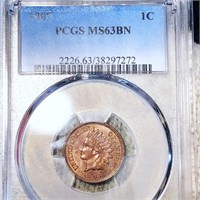 1907 Indian Head Penny PCGS - MS 63 BN