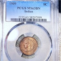 1909 Indian Head Penny PCGS - MS 63 BN