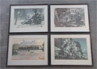 Set of Four Locomotive Inspired Framed Prints
