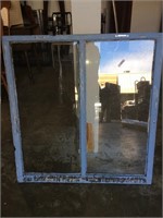 Vintage Blue Wood Pane with Glass
