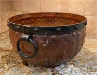 Antique Style Copper Tone Metal Kettle Cauldron