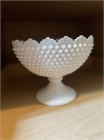 Fenton Scalloped Oval White Hobnail Milk Glass