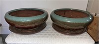 Vintage Pair of Red Dripware Ceramic Planters