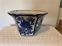 Vintage Blue & White Porcelain Planter