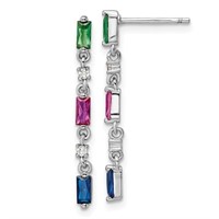 Sterling Silver Multicolor Crystal Dangle Earrings