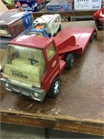 Tonka truck with flatbed trailer