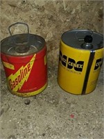2 vintage 5 gal cans,