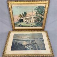 Lot of 2 Antique Currier & Ives in Period Frames