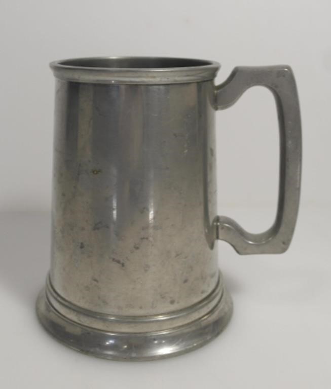 BIRKS PEWTER STEIN W/ GLASS BOTTOM