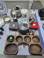 Blue glassware bowls, napkin rings etc as shown