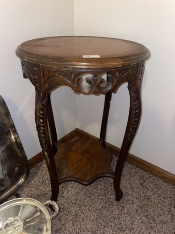 Carved Walnut Lamp Table