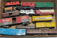 Tray of Model Train Cars & Parts