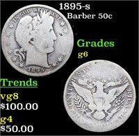 1895-s Barber Half Dollars 50c Grades g+