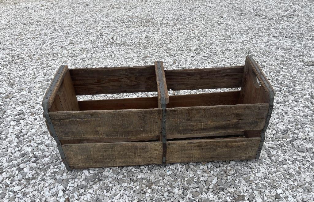 Vintage Wooden Divided Crate w/V on the End