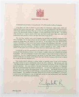 HRH QUEEN ELIZABETH II AUTOPEN SIGNED TYPED LETTER